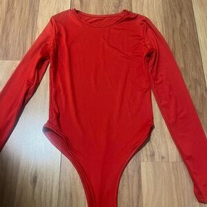Red Long Sleeve Bodysuit